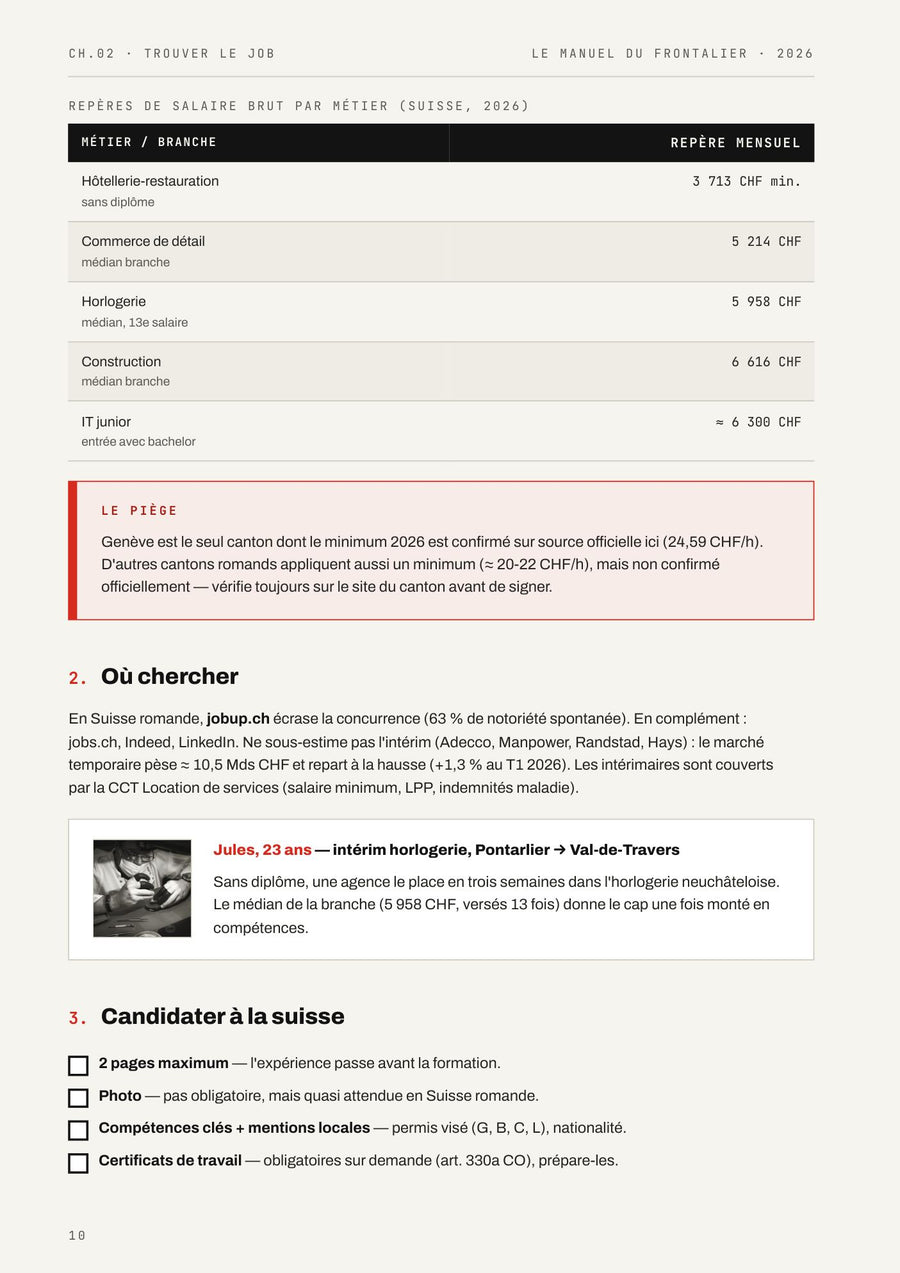 Les salaires par métier, page 10